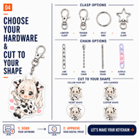 Porte-clés en acrylique Anime 3mm transparent, bracelet porte-clés en acrylique, découpe personnalisée OEM ODM, faible MOQ, bords polis