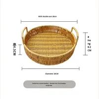 Panier de rangement en rotin naturel tressé au design moderne et épuré, plateau cadeau Double Bonheur pour légumes