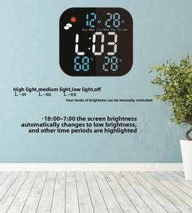 Reloj de Pared Digital Grande al por Mayor con Control Remoto Electrónico, Doble Alarma, Estación Meteorológica, Temperatura, Humedad y Fecha - Product Image 5