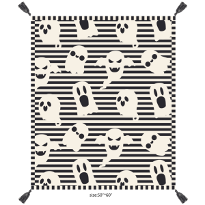 Couverture Polaire Oeko-Tex Enfant Halloween Crâne Effrayant Automne Fantôme Chat Sorcier Château Magie Quatre Saisons Avion Ruban Carte - Product Image 5