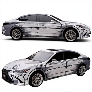 Vinilo Adhesivo para Automóviles NIKO Personalizado con Diseño de Pintura PET, Sin Burbujas, Degradado Blanco y Negro, para Envolver Todo el Vehículo - Product Image 1