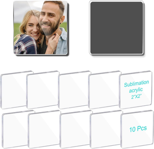 Aimants de réfrigérateur promotionnels DIY en acrylique carrés décoratifs avec support adhésif pour armoires de classe - Product Image 1
