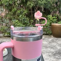 Capuchon de paille de fleur de cerisier rose de 10mm pour gobelet 30 & 40 OZ avec poignée accessoires de tasse Stanley Topper de paille Sakura 3D