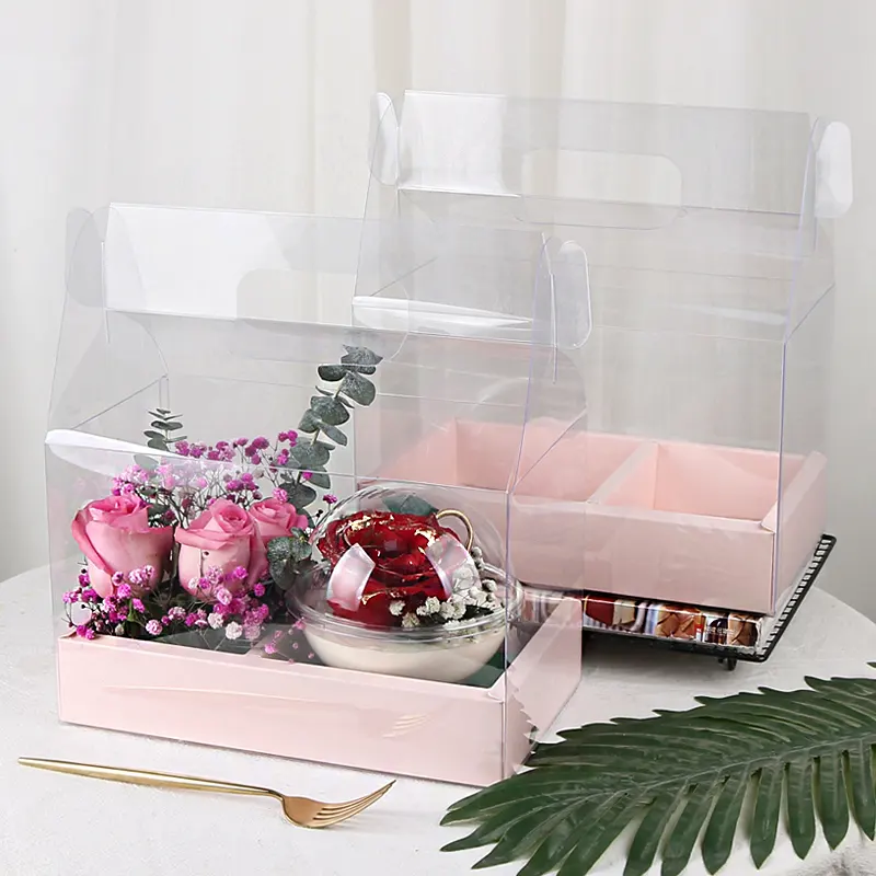 Tall Cake Gift Box Birthday Party Gift Box Transparent New Valentine's Day Roses Wedding Christmas PVC Design Accept Cardboard