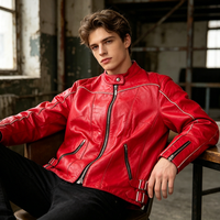 Veste de course vintage rouge de haute qualité sur mesure pour hommes, cuir véritable, patchs en chenille, broderie, style vintage, chaquetas