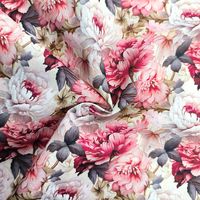 Nouvelle Tendance Tissu 100% Lin 40S 150gsm Motif Fleur de Pivoine Doux Lin Uni Imprimé Numérique Personnalisé Rideau Tissé pour Femmes et Filles