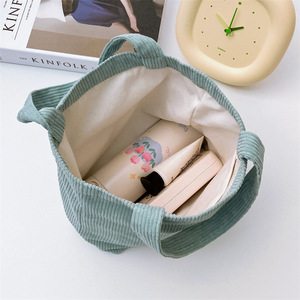 Borse Tote Personalizzate Ecologiche in Cotone e Velluto a Coste con Chiusura Aperta e <span class=keywords><strong>Tracolla</strong></span> per Donne, <span class=keywords><strong>Mini</strong></span> Borsette per Pranzo e Shopping - Product Image 5