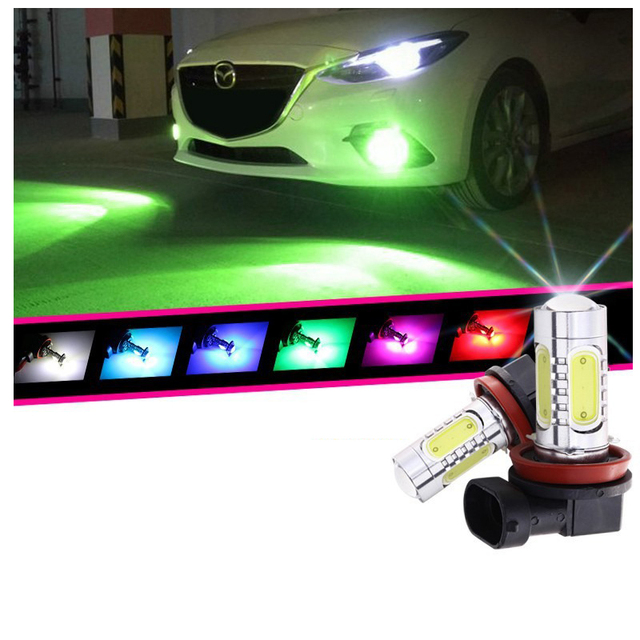 Car Fog Light Two-Color LED Auto Light H8 H11 H3 H7 9005 HB3 9006 HB4 Automotive LED Light Bulb