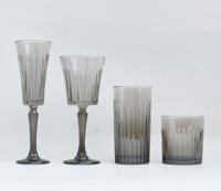 Set Gelas Anggur Kristal Bergaris Vintage dengan Gagang, Aman untuk Mesin Cuci Piring, Cocok untuk Pesta Pernikahan