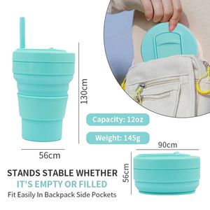 Botella Plegable Portátil de Silicona para Deportes, 350 ml, con Pajita, en Promoción - Product Image 3