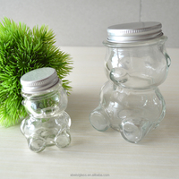 Mini Tarro de Vidrio con Forma de Osito de Peluche de 80 ml, Botella Redonda para Miel, Dulces, Azúcar