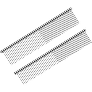 Peine para Mascotas de Doble Cara de Metal Plateado, Acero Inoxidable, para Perros y Gatos, Peine Antipulgas, Cepillo para el Cuidado de Mascotas - Product Image 1