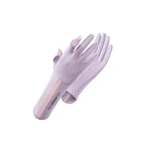 Summer Ice Silk Touchscreen Full Finger Ladies Sun UV Protection Gloves for Outdoor Sports Driving Cycling