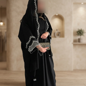 Abaya de Seda de Lujo Hecha a Mano de Alta Calidad, Premium, de Manga Larga, Antiarrugas, con Cuentas Exquisitas, Elegante, para Mujeres Adultas - Product Image 3