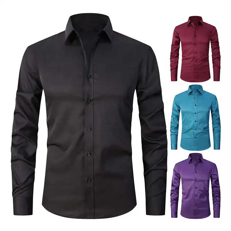 Men's Slim Shirt Long Sleeve Oxford Large Size Casual Summer Camisa Formal Work Shirts For Men