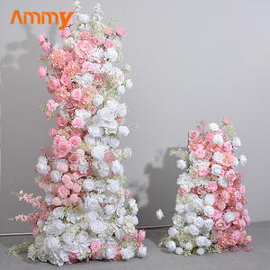 Ammy Wedding Cake Tower Arch Pink Silk Roses Hortensia Runner Flores artificiales para Navidad Decoración de Navidad - Product Image 2