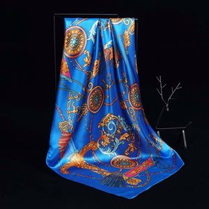 Pañuelo de Seda para Mujer, para Mantener el Calor y Estar a la Moda en Primavera, Otoño e Invierno, Pañuelo Cuadrado Estampado de Seda Satinada - Product Image 1