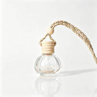 Diffuseur de parfum pour voiture en forme de citrouille de 10 ml, flacon vide en verre transparent à suspendre avec bouchon en bois pour désodorisant automobile
