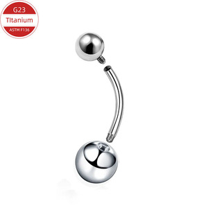 <b>Titanium</b> Navel <b>Stud</b> Double-Ended Ball G23 ASTM F136 Internal External Thread Unisex Piercing Jewelry - Product Image 4