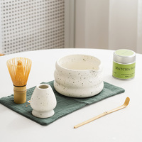Ensemble de fouets à matcha en bambou avec logo personnalisé, ensemble de bols en céramique, kit de matcha en céramique, OEM, fouet à matcha cérémoniel chromé