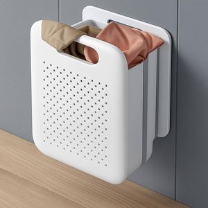 Custom <b>Mesh</b> <b>Plastic</b> Portable Double Tier Clothing Organizer Hamper for Bathroom with 2 Compartments - Product Image 1