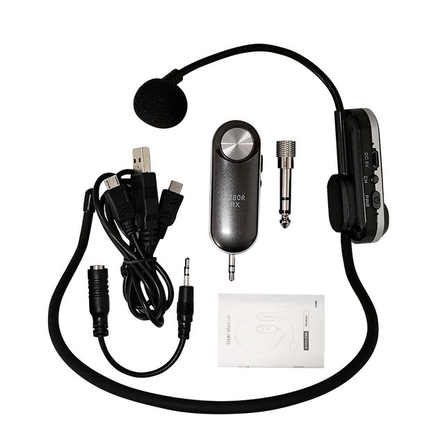 Lightweight Portable Wireless Headset Microphone UHF Mic with Receiver Box Music Element System for Speaker Voice Amplifier for