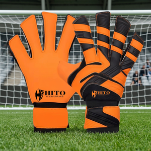 Gants de gardien de but de football personnalisés noir et orange avec latex allemand de 4 mm, coupe négative, embossage en latex allemand - Product Image 4