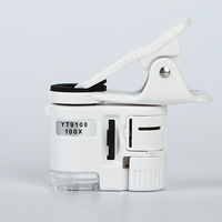NO.9100-100x Mini Handle Magnifier With Illuminated Lights Led&UV Light Portable Pocket Microscope With Phone Clip