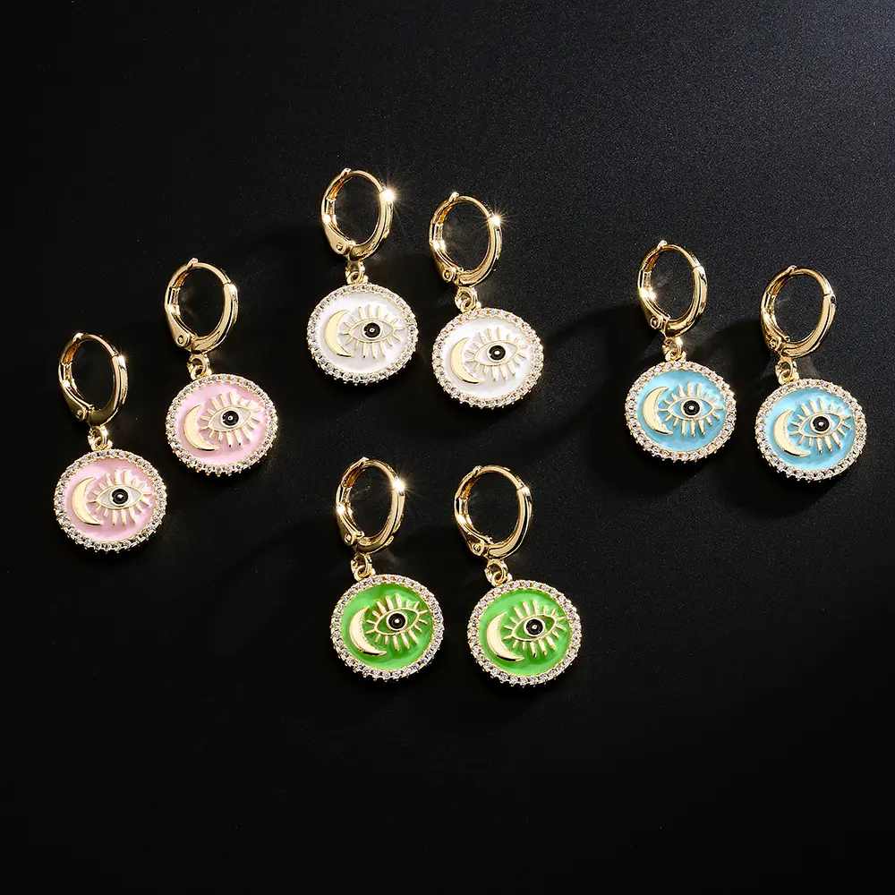 Aogu Cross-border supply Niche design earrings 18K gold-plated oil drop eye geometric earrings
