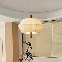 Lustre de style japonais Wabi Sabi, luminaire suspendu en bois massif et coton tressé pour hôtel, salon, chambre à coucher, table à manger