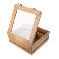 Boîte à thé en bois, coffre de rangement, organisateur, conteneur, support, étagère avec 4 grands compartiments de rangement, boîte en bois pour théière