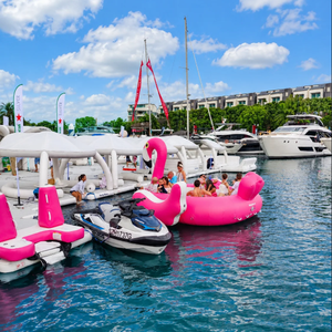 Flotteur gonflable personnalisé en forme de flamant rose en PVC, bateau tractable, équipement de jeu aquatique, jouet pour hôtel, complexe hôtelier, usage commercial - Product Image 2