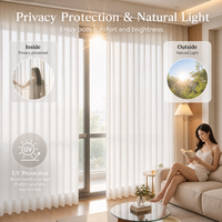 Voilage Mirage, Voilage de fenêtre filtrant la lumière pour l'intimité, Rideau de fenêtre anti-accroc à texture en arêtes de poisson
