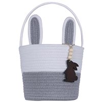 Panier de Pâques tissé à la main pour enfants avec étiquette nominative, panier lapin de Pâques pour fille, garçon, tout-petit, bébé, panier cadeau de Pâques en corde de coton tissée pour œufs