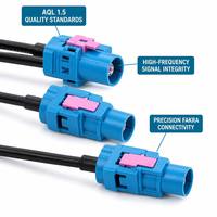 Kabel Koaksial Kustom 50 Ohm, Rangkaian Kabel Komunikasi Kecepatan Tinggi, Konektor Fakra Otomotif Biru, Kendaraan, PTFE/PVC