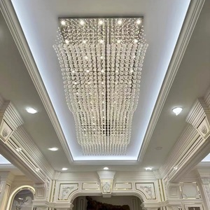 hotel banquet hall ceiling luxury large Surface Mounted project raindrop <b>crystal</b> <b>chandelier</b> light for sale - Product Image 5