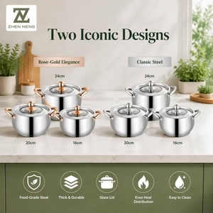 Ollas Apilables de Acero Inoxidable de Alta Calidad Zhenneng <span class=keywords><strong>para</strong></span> Reuniones Familiares, Regreso a Clases, Oficina, Ahorran un 80% de Espacio en la Cocina - Product Image 3