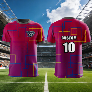 Fabricante de Camisetas de Fútbol Personalizadas OEM ODM, Cuello Redondo, Secado Rápido, Transpirables, en Azul y Rojo, 100% Poliéster, Tela Absorbente para la Liga Dominical - Product Image 2