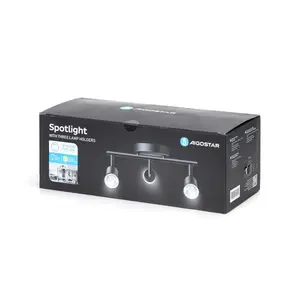 Spot à trois lampes noir, compatible avec les ampoules E27, idéal pour créer des ambiances personnalisées dans les maisons et les bureaux. - Product Image 2