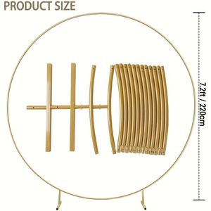 Arche de ballons ronde dorée de 7,2 pieds, support circulaire en fer réutilisable pour toile de fond de mariage, décoration de fête, utilisation en photomaton - Product Image 5