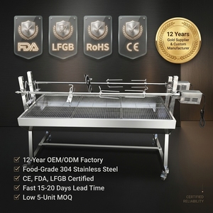 Grand <span class=keywords><strong>barbecue</strong></span> rotatif au charbon de bois, rôtissoire automatique à double broche, deux moteurs, pour cuisson extérieure - Product Image 4