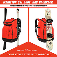 Sac à dos de voyage 50L imperméable en nylon pour bottes de ski et snowboard avec coussin d'air et bandoulière, sac de transport pour équipement de ski en polyester