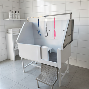 Baignoire <span class=keywords><strong>Spa</strong></span> Multifonctionnelle en Acier Inoxydable pour Animaux de Compagnie VET, Station de Lavage et de Toilettage pour Chiens avec Porte Gauche, Écologique - Product Image 1