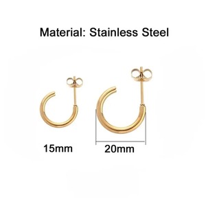 Boucles d'oreilles semi-circulaires en acier inoxydable tendance, style simple en forme de C, bijoux polyvalents pour femmes - Product Image 4