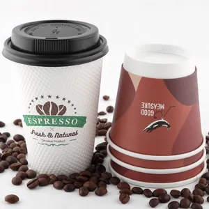 8 Oz Koffie Papier Beker Met Handvat En Deksels Afhaalbare Dubbele Wand Voor Warme Drank Eco Vriendelijke Wegwerp Custom Gedrukt Logo