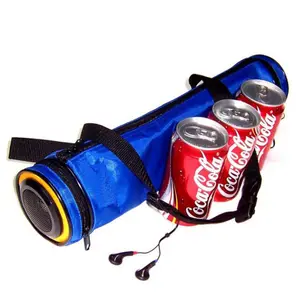 BSCI yüksek kalite 3-bira soğutucu sırt çantası baskılı desen neopren Polyester gıda sınıfı radyo hoparlör isteğe bağlı seyahat plaj
