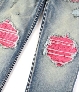 <span class=keywords><strong>Jeans</strong></span> Elasticizzati da <span class=keywords><strong>Uomo</strong></span> di Alta Qualità, <span class=keywords><strong>Blu</strong></span> Chiaro, con Effetto Spell Color, Strappi e Patch, Modello Skinny e Dritto - Product Image 5