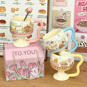 Dragon Nest Ceramic <b>Mug</b> 301-400ml With Spoon Heat Resistant Cute Cartoon Design For Girls Home Use Gift - Product Image 5