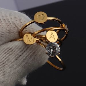 จดหมายเริ่มต้นแหวนผู้หญิงสแตนเลสสตีลผู้ชายA-Zแหวนเริ่มต้นAnillos MujerตัวอักษรCapitalแหวนสำหรับ<span class=keywords><strong>สาว</strong></span> - Product Image 4