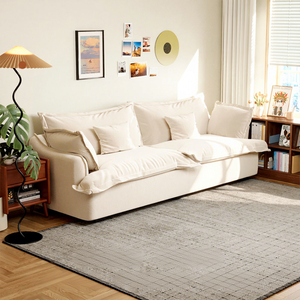 Divano in Stile Nordico <span class=keywords><strong>Giapponese</strong></span> in Tessuto <span class=keywords><strong>di</strong></span> Lino Bianco, Singolo, Doppio, Triplo, con Rivestimento Rimovibile e Lavabile - Product Image 4